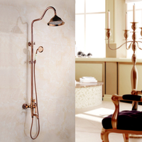Ensemble de douche pluie pour salle de bain, mitigeur de douche plaqué or rose, robinet de luxe, laiton bronze contemporain, céramique polie