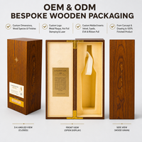 Boîte cadeau en bois naturel sur mesure avec insert en velours pour une bouteille, emballage de luxe pour whisky, coffret en bois OEM