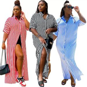 Al por mayor Dashijibaya Africana Tallas Grandes y Extra Grandes, <span class=keywords><strong>Bata</strong></span> de Dormir Moderna, Holgada, Transpirable y con Estampado a Rayas - Product Image 6