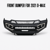 Pare-chocs avant tout-terrain en acier au carbone noir pour Isuzu D-Max 2021, avec grille en maille, crochets de remorquage rouges, finition mate, facile à installer