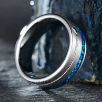 Bague en tungstène et titane argenté de 8 mm pour couples, avec zircon et opale, pour femme, bijoux tendance, par Gentdes Jewelry