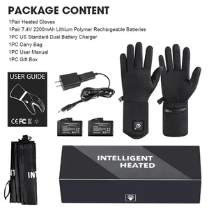 Produit chaud noir hiver résistant à la neige USB gants chauffants doublures 7.4V batterie Rechargeable chauffage gants électriques pour hommes et femmes