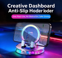 Support de téléphone pour voiture avec lumière ambiante RGB, chargeur sans fil, verrouillage électrique, anti-vibration, antidérapant, support de navigation pour tableau de bord de véhicule