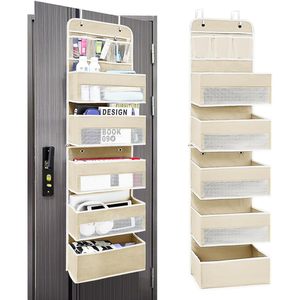 Andahoom Over The Door Organizer 6 Tier Removable Hanging Storage Behind Door Closet Organizer Non Woven Fabric 33x15x85cm - Product Image 1