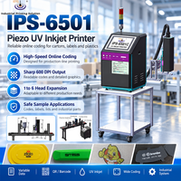 Imprimante jet d'encre UV à passage unique IPS-6501 PIJ 54,1 mm, imprimante jet d'encre à jet de colle sur demande, machine d'impression UV pour pièces en plastique 600 DPI