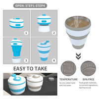 Tasse à café en silicone pliable de vente chaude avec couvercle et paille