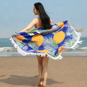 Serviette <span class=keywords><strong>de</strong></span> plage ronde imprimée <span class=keywords><strong>de</strong></span> haute qualité personnalisée à prix abordable Serviette <span class=keywords><strong>de</strong></span> plage personnalisée en tissu microfibre tissé - Product Image 5