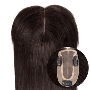 Topper de cheveux humains naturels BLT Kinky Curly Deep Wave, base en soie, fermeture monofilament, frange, système capillaire, cheveux brésiliens Remy, <span class=keywords><strong>blanc</strong></span>, pour femmes - Product Image 1