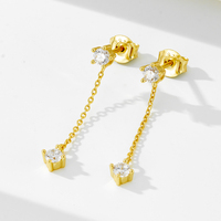 Boucles d'oreilles pendantes en argent sterling 925 avec chaîne à pampilles, zircon cubique blanc de haute qualité, au design unique et tendance