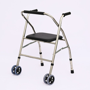 รถช่วยเดินแบบมีล้อพร้อมที่นั่งสำหรับผู้สูงอายุ ขนาดเดียว สีดำ - Product Image 1