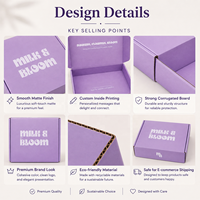 Caja de Cartón para Envíos Postales Personalizada con Logotipo, Color Morado, para Cosméticos, de Lujo, para Comercio Electrónico