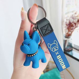 Porte-clés de voiture en cuir personnalisé, porte-clés mignon en forme de poupée, porte-clés en PVC en forme d'animal, porte-clés chien - Product Image 1