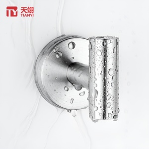 TIANYI Wholesale No Drill Brushed Stainless Steel Hook Self Adhesive Square Hanger For Towel Robe Coat And Clothes Wall Storage - Product Image 2