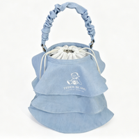 Sac seau à volants personnalisé en gros TEDDY ISLAND pour femme, sac à cordon, sac à bandoulière pour les sorties quotidiennes et les rendez-vous