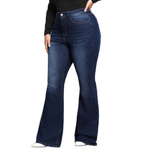 Pantalones Vaqueros de Pierna Ancha de Alta Calidad al por Mayor, Pantalones de Mezclilla Acampanados con Corte de Bota, Talla Grande, para Mujer - Product Image 2