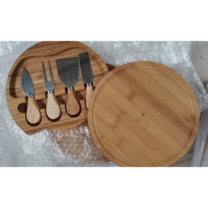 Tabla clásica de bambú para cortar queso, redonda, cuadrada, con juego de cubiertos, venta al por mayor - Product Image 5