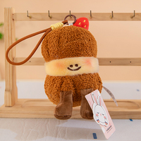 Porte-clés en peluche personnalisé en forme de mini-dessert, jouets promotionnels en gros avec logo personnalisé, porte-clés en peluche doux à faible MOQ pour événements