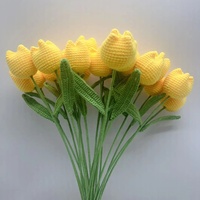 Grosir Bunga Tulip Rajutan Benang Katun Buatan Tangan Kreatif, Bunga Tiruan Rajut, Cocok untuk Hari Valentine dan Paskah