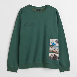 Sudadera gráfica verde para hombre, Jersey informal de manga larga, ropa de calle a la moda, diseño impreso a la moda, cuello redondo de algodón - Product Image 2