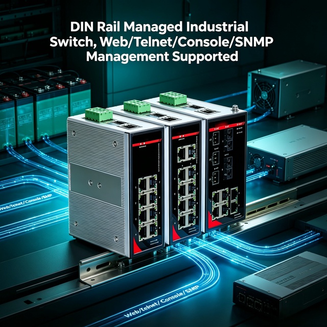 L2 Managed Gigabit DIN Rail Industrial Switch 5 Port 1000M SNMP Web ERPS RSTP Redundant Power 40 75C Fanless