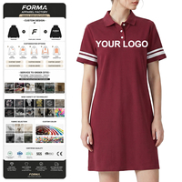 Robe Polo Femme à Rayures Contrastées avec Logo Personnalisé, Trois Boutons, Manches Courtes, Style Preppy Décontracté, Mini-Robe de Vacances, Vente en Gros OEM ODM