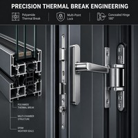 Fenêtre à battant en alliage d'aluminium certifiée CE, à rupture de pont thermique, style européen, avec pare-soleil et isolation thermique pour maison, design moderne