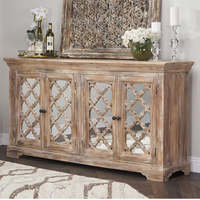 Table console en bois arquée française personnalisée avec portes en miroir