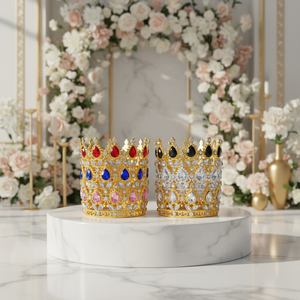 Corona Rotonda Barocca in Lega, Accessorio per Capelli da Sposa, Cerimonie di Compleanno e Laurea, Bestseller - Product Image 3