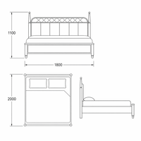 Ensemble de meubles de chambre à coucher personnalisable en chêne massif blanc crème, rembourré en cuir écologique, fabrication haut de gamme