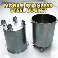 Poubelle commerciale en acier inoxydable 304 certifiée NSF, finition polie, avec roulettes, pour extérieur, 50L/100L, pour cuisine