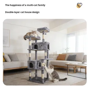 คอนโดแมวไม้หรู 4 ชั้น พร้อมที่ลับเล็บ ที่นอน และที่ปีนป่าย ช่วยกระตุ้นการกระโดดเล่น - Product Image 3