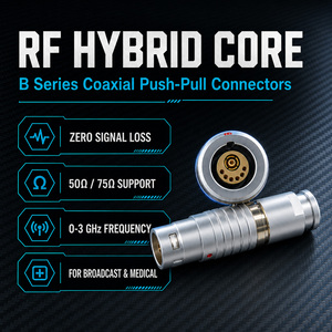 Connecteur hybride coaxial série <span class=keywords><strong>B</strong></span> FGG EGG 1+4 1+6 broches métallique Push-Pull à verrouillage automatique pour systèmes de test RF - Product Image 1