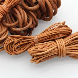 wholesale 3mm natural color round genuine leather cord for making bracelets jewelry round leather string