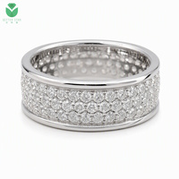 Bague large en or massif 14K/18K, design multi-rangs entièrement sertie de diamants de laboratoire, pour homme, certifiée IGI