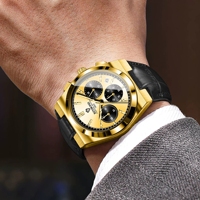 Jam Tangan Pria Mewah Trendy Tahan Air Bercahaya Kronograf Tanggal Quartz Arloji Pria Fashion Olahraga Kulit Jam Tangan Pria