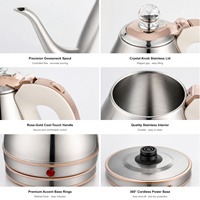 Ketel Listrik Gooseneck Stainless Steel 1.2L dengan Pengontrol Suhu dan Termometer 220V untuk Penggunaan Komersial & Rumah Tangga