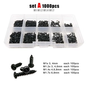 700/2010 pièces M1 M1.2 M1.4 M1.7 <span class=keywords><strong>M2</strong></span> M3 M4 Mini croix Phillips tête cylindrique autotaraudeuse vis à bois Kit boîte JIS pouces acier noir - Product Image 2