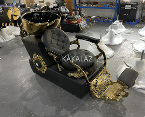 Champú cama <span class=keywords><strong>de</strong></span> cerámica dorada <span class=keywords><strong>de</strong></span> lujo en una barberí<span class=keywords><strong>a</strong></span> <span class=keywords><strong>de</strong></span> salón <span class=keywords><strong>de</strong></span> lujo - Product Image 3