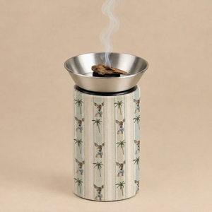 Brûleur d'encens en bois élégant avec bol en acier inoxydable pour un style traditionnel et une décoration intérieure raffinée - Product Image 1