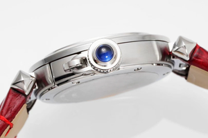 Montre mécanique de luxe de haute qualité pour femmes avec logo personnalisé, boîtier en alliage d'acier inoxydable, bracelet en cuir, chiffres romains - Product Image 6