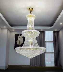 批发豪华欧式光泽金色水晶吊灯酒店别墅双层建筑客厅吊灯 - Product Image 3