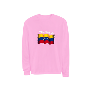 Camiseta de Manga Larga con Cuello Redondo y Estampado de la Bandera de Venezuela, Estilo Y2K para Mujer, con Tejido de Poliéster y Spandex - Product Image 1