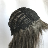 Perruque avant en dentelle de cheveux humains brésiliens Remy sans colle facile à porter coupe en couches Bob frange gris Transparent pour dentelle fabriquée à la machine