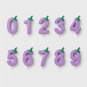 Spooky Witchy Vibes Number Candles - Minimalist Matte Purple with Green Witch Hat - Enchanted Birthday <strong>Cake</strong> <strong>Decorations</strong> - Product Image 1