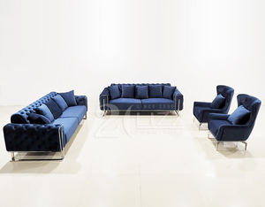 เฟอร์นิเจอร์ห้องนั่งเล่นสไตล์ตุรกีผ้ากำมะหยี่ที่ทันสมัยโซฟานอนแบบแบ่งส่วนพร้อมเก้าอี้ปีก - Product Image 1