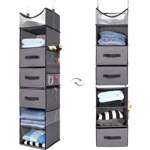 Seven Tier Gray Non-Woven Fabric Combined <b>Wardrobe</b> Hanging Drawer Organizer with 3 Side Pockets - Product Image 1