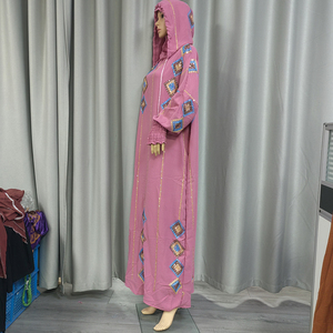 Abito intero da donna con perline, vestaglia con cappuccio, Abaya islamica musulmana, elegante abito da preghiera, caftano, indumento in tessuto crepe. - Product Image 3