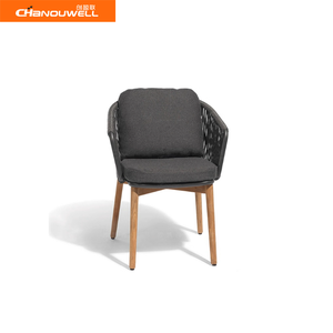 Outdoor <strong>Teak</strong> Wood Square <strong>Table</strong> with Garden Rope Chairs for Apartment Villa Courtyard Park &amp; Patio Use - Product Image 2