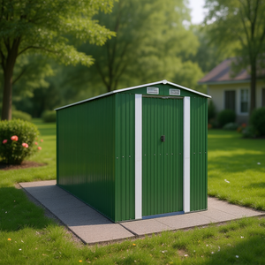 Casetta da Giardino in Acciaio Zincato Verde 75.6x205.9x87.8 Pollici, Struttura per Stoccaggio Esterno - Product Image 2