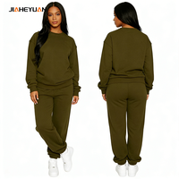 Vente en gros Ensemble sweat-shirt pantalon de survêtement pour femme en coton personnalisé pour femme Ensemble deux pièces de jogging décontracté grande taille pour femme